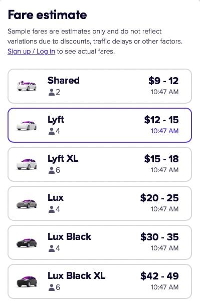 estimated lyft fare